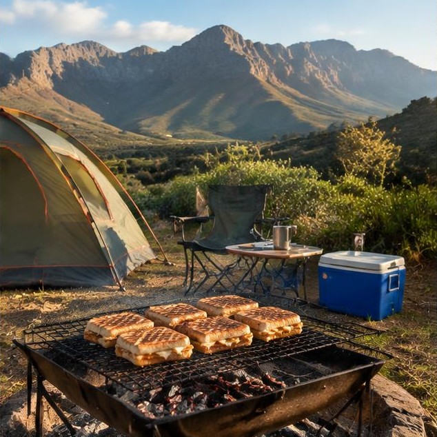 Braaibroodjies at a mountain campsite