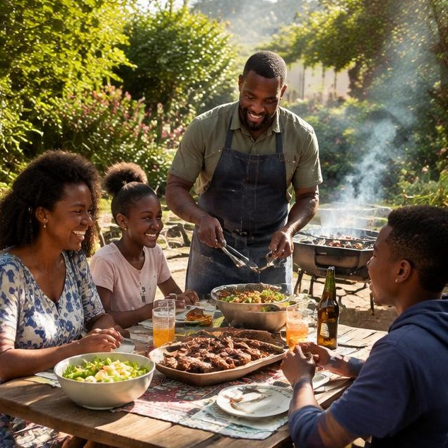 A family braai in the garden